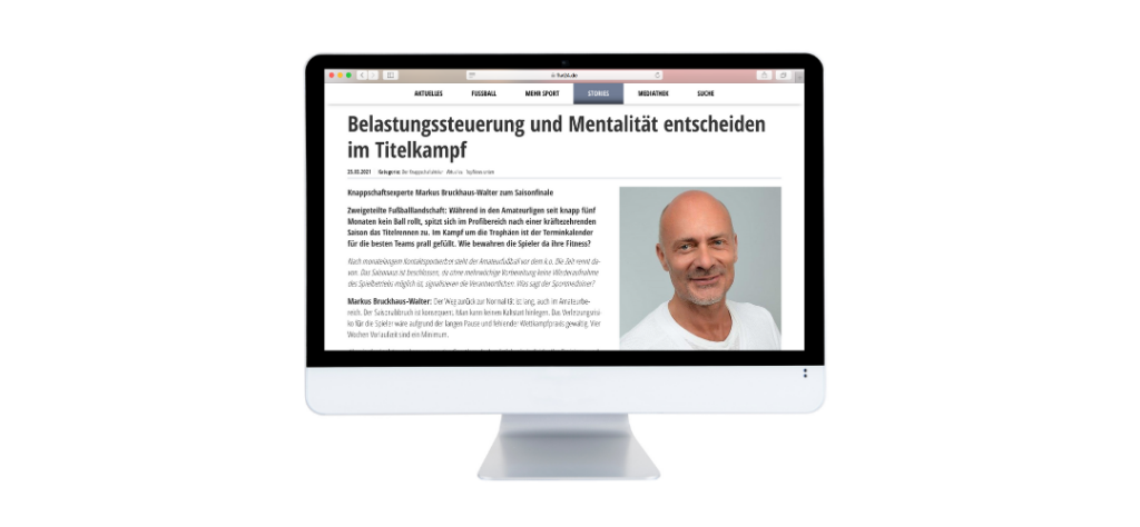 Ein Bildschirm, auf dem der Artikel "Belastungssteuerung und Mentalität entscheiden im Titelkampf" zu sehen ist.