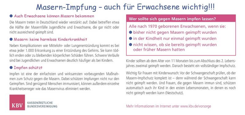 Informationsblatt zur Masern-Impfung; Link zum PDF.